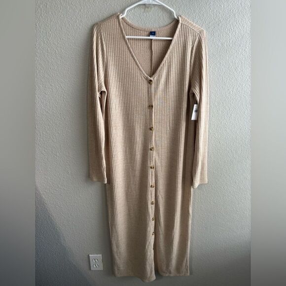 ❤️Old Navy Rib Knit Cardigan Midi Dress - Picture 1 of 7